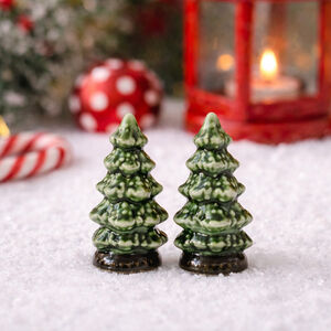 Grasslands Road Mini Christmas Tree Salt & Pepper Shakers NIB